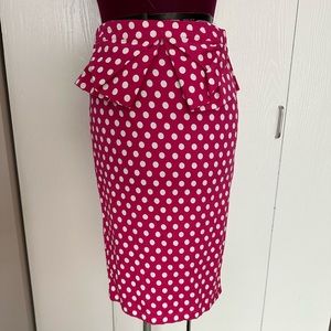 Bright Pink Polka Dot Grace Karin Pencil Skirt Small